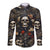 Skull Roses Long Sleeve Button Shirt Never Say Die - Wonder Print Shop