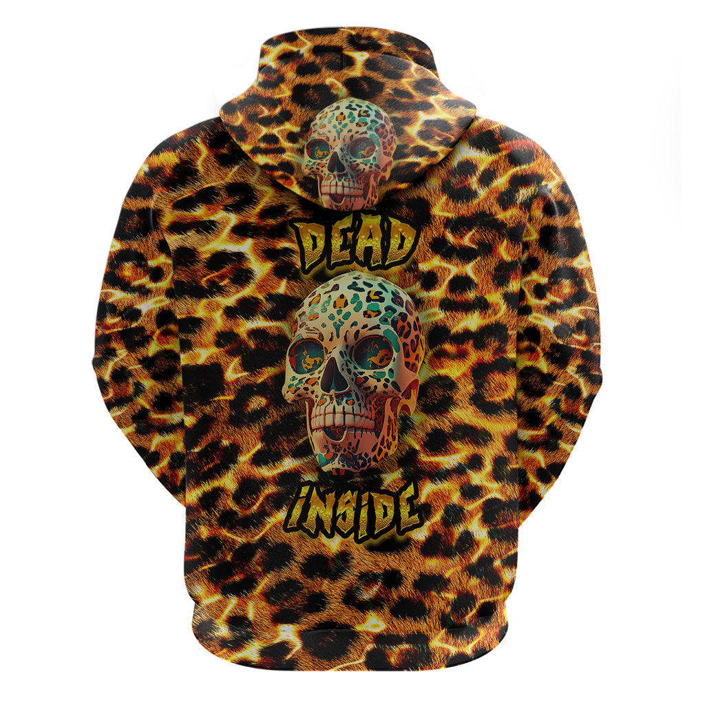 Leopard Skull Hoodie Dead Inside - Wonder Print Shop