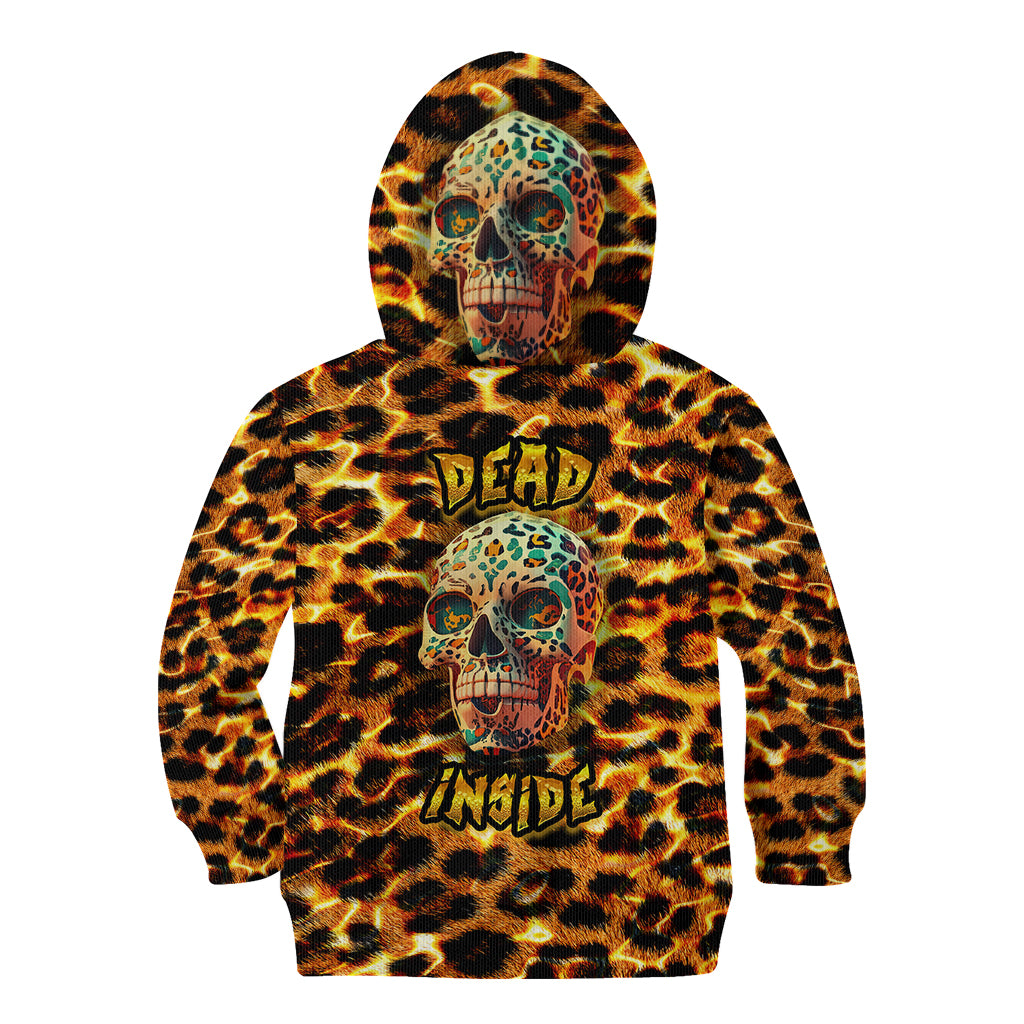 Leopard Skull Kid Hoodie Dead Inside - Wonder Print Shop