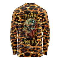 Unisex long sleeve shirt with leopard print skull graphic, black and yellow.