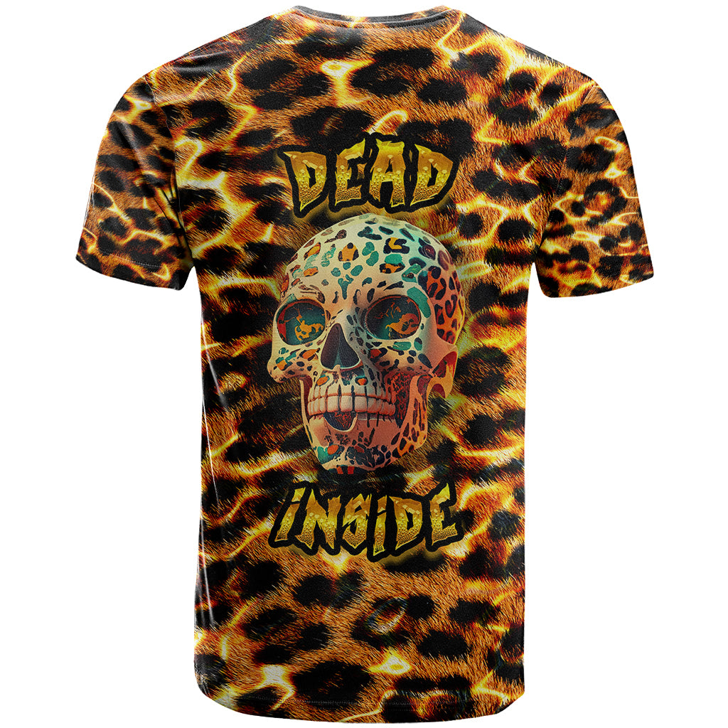 Leopard Skull T Shirt Dead Inside - Wonder Print Shop