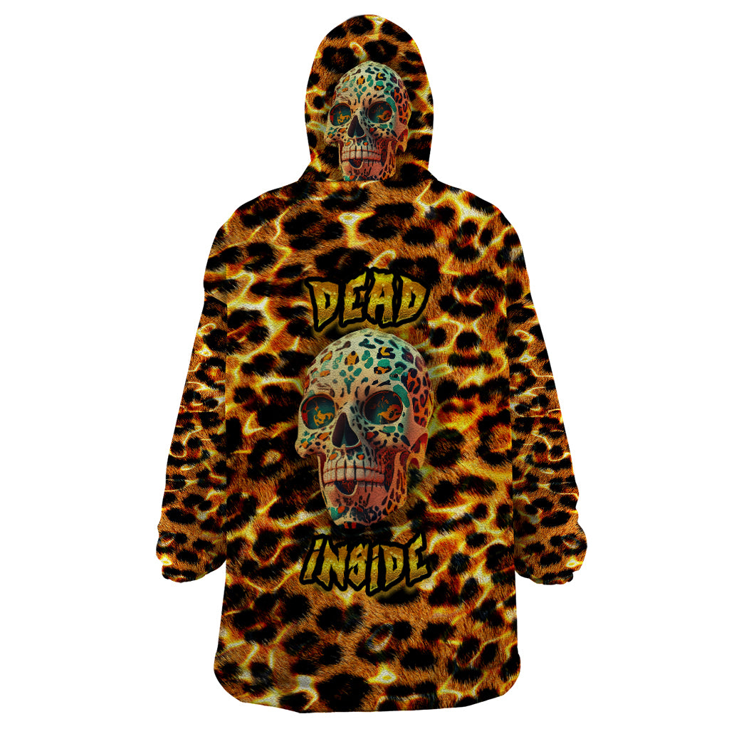 Leopard Skull Wearable Blanket Hoodie Dead Inside - Wonder Print Shop