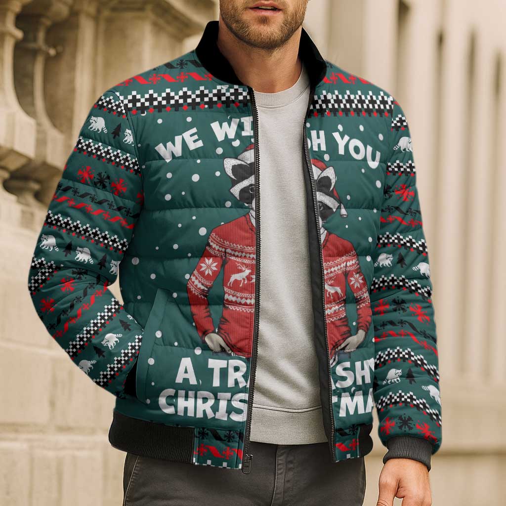 A Trashy Christmas Bomber Puffer Jacket Xmas Holiday Patterns - Wonder Print Shop