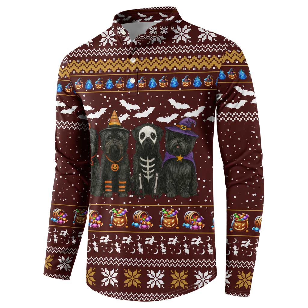 Affenpinscher Dog Halloween Christmas Button Sweatshirt Xmas Holiday Patterns - Wonder Print Shop