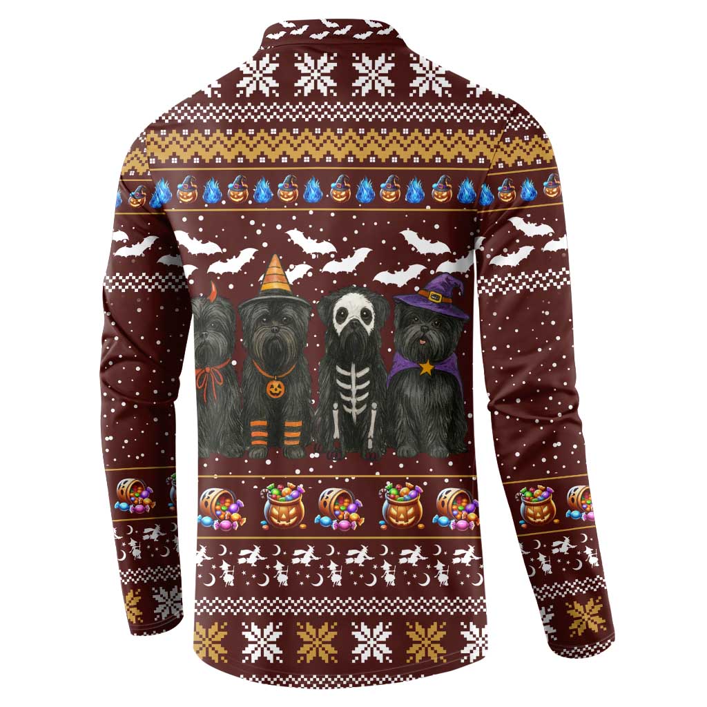 Affenpinscher Dog Halloween Christmas Button Sweatshirt Xmas Holiday Patterns - Wonder Print Shop