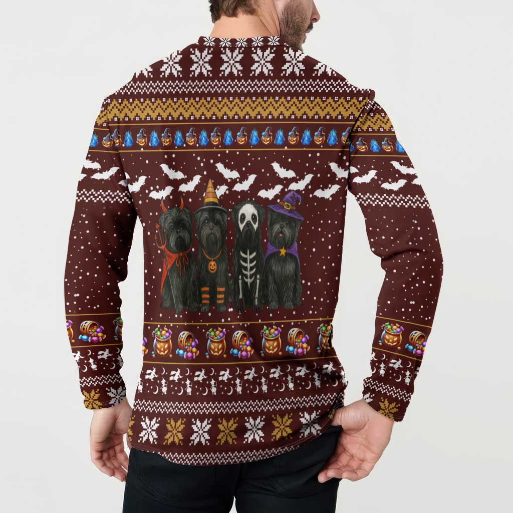 Affenpinscher Dog Halloween Christmas Button Sweatshirt Xmas Holiday Patterns - Wonder Print Shop