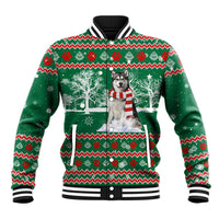 Alaskan Malamute Winter Tree Christmas Baseball Jacket Xmas Holiday Patterns - Wonder Print Shop