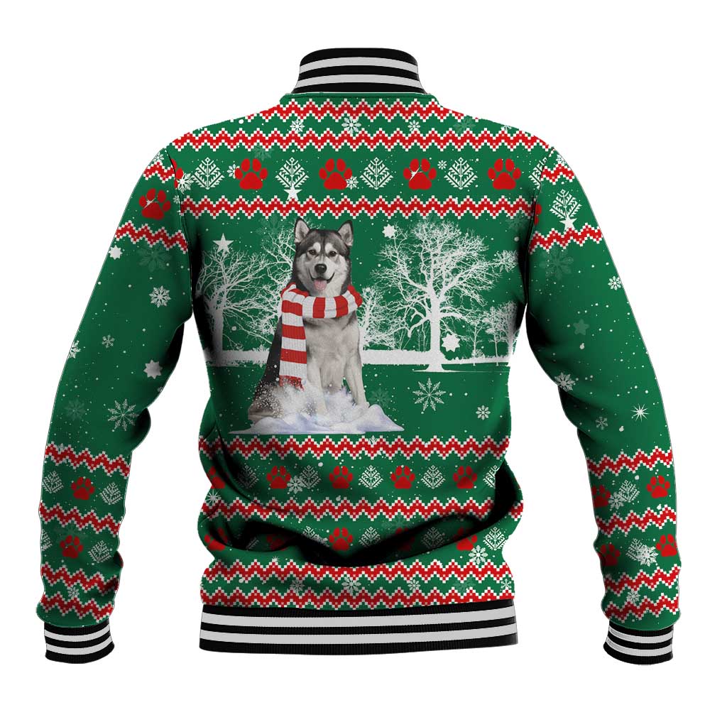 Alaskan Malamute Winter Tree Christmas Baseball Jacket Xmas Holiday Patterns - Wonder Print Shop