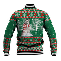 Alaskan Malamute Winter Tree Christmas Baseball Jacket Xmas Holiday Patterns - Wonder Print Shop