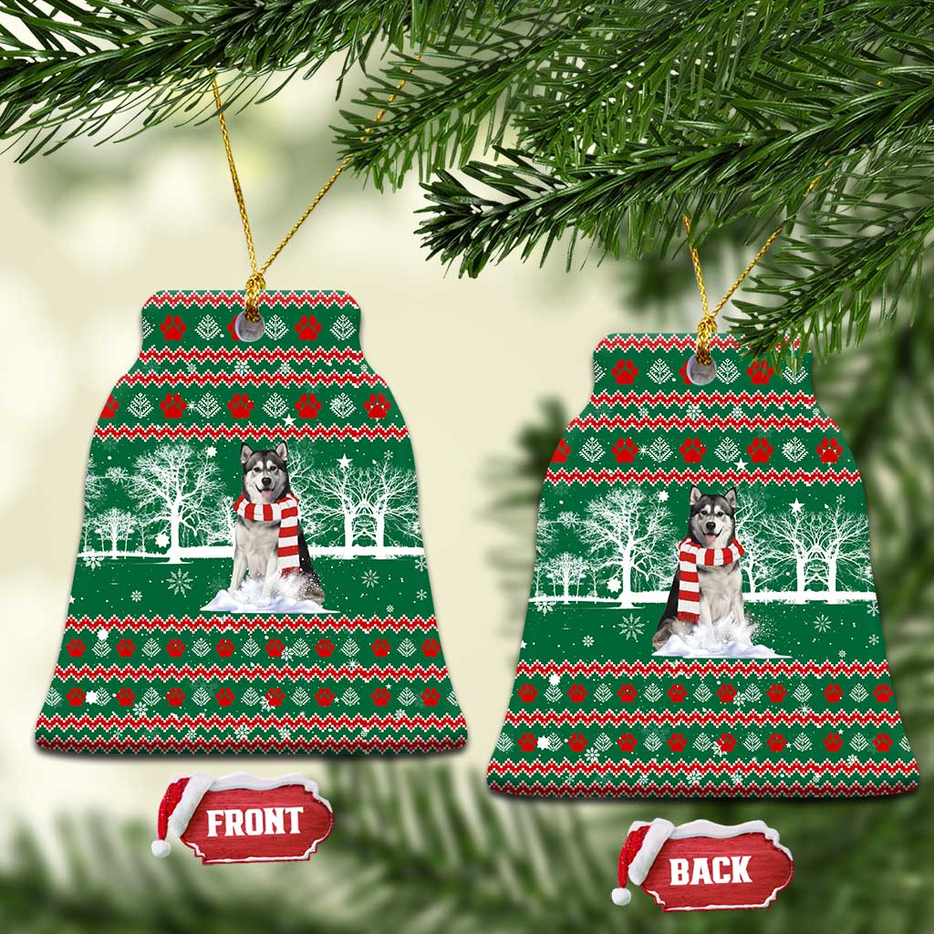 Alaskan Malamute Winter Tree Christmas Ceramic Ornament Xmas Holiday Patterns - Wonder Print Shop