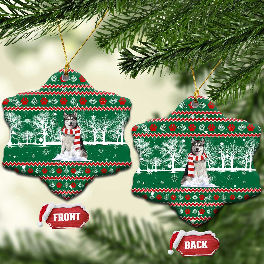 Alaskan Malamute Winter Tree Christmas Ceramic Ornament Xmas Holiday Patterns - Wonder Print Shop