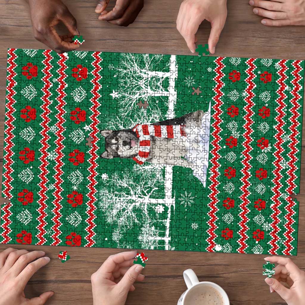 Alaskan Malamute Winter Tree Christmas Puzzle Xmas Holiday Patterns - Wonder Print Shop