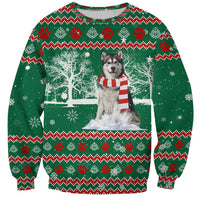Alaskan Malamute Winter Tree Christmas Sweatshirt Xmas Holiday Patterns - Wonder Print Shop
