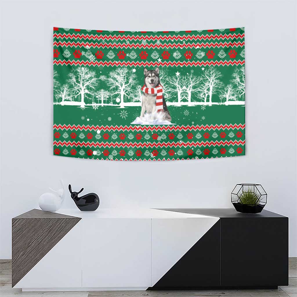 Alaskan Malamute Winter Tree Christmas Tapestry Xmas Holiday Patterns - Wonder Print Shop