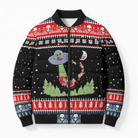 Alien Christmas Bomber Puffer Jacket Xmas Holiday Patterns - Wonder Print Shop