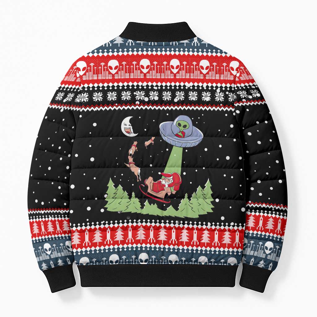 Alien Christmas Bomber Puffer Jacket Xmas Holiday Patterns - Wonder Print Shop