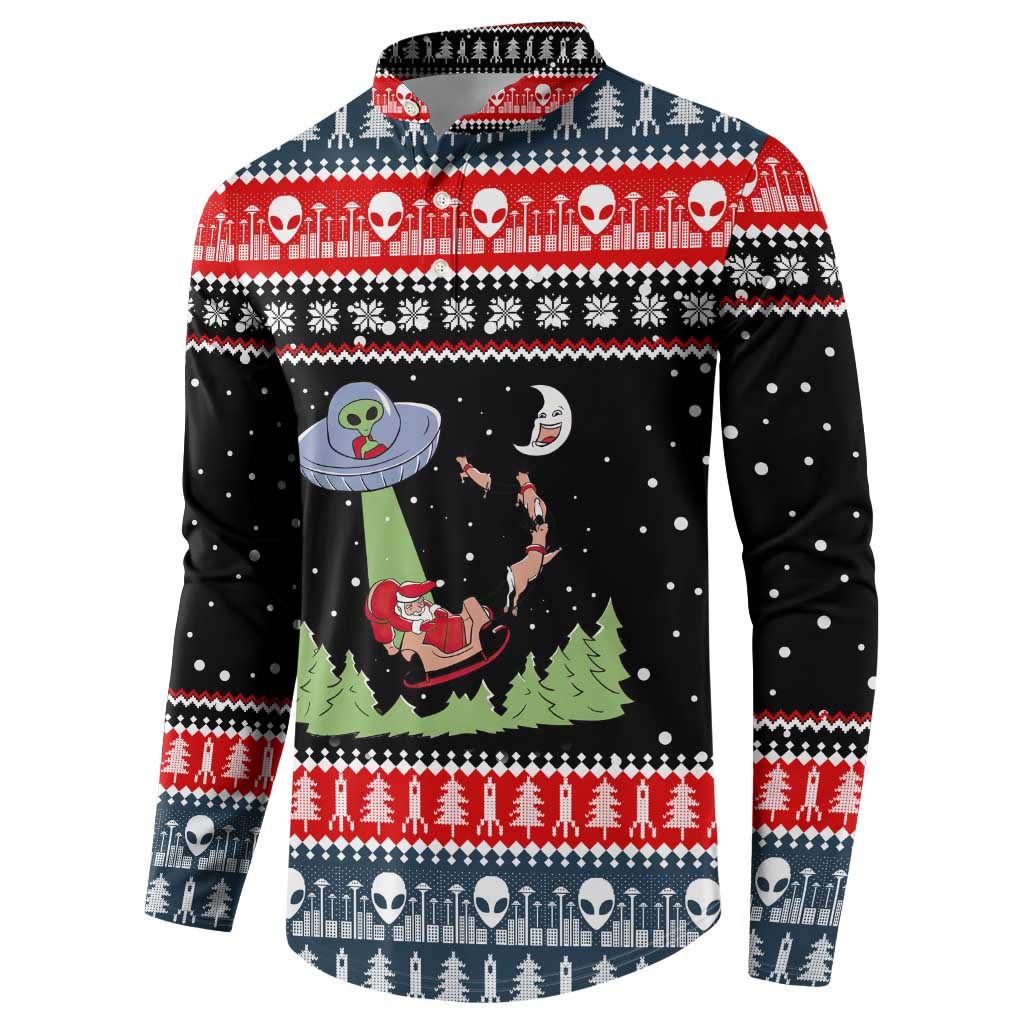 Alien Christmas Button Sweatshirt Xmas Holiday Patterns - Wonder Print Shop