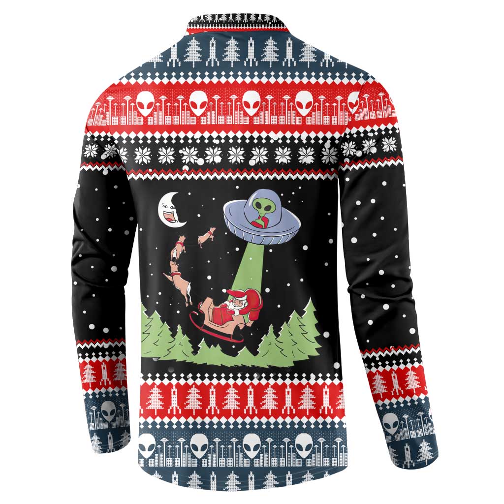 Alien Christmas Button Sweatshirt Xmas Holiday Patterns - Wonder Print Shop