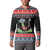 Alien Christmas Button Sweatshirt Xmas Holiday Patterns - Wonder Print Shop