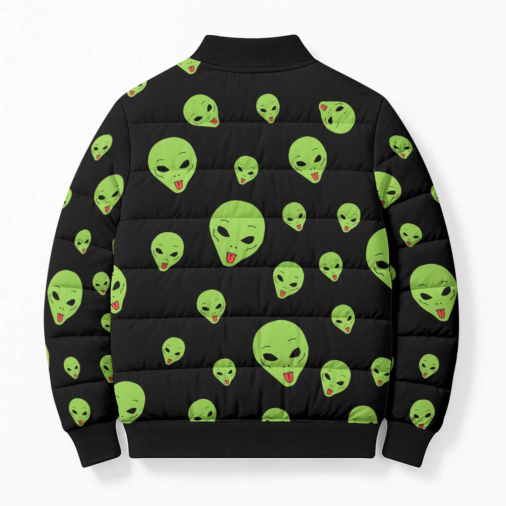 Alien Christmas Bomber Puffer Jacket Xmas Holiday Patterns - Wonder Print Shop