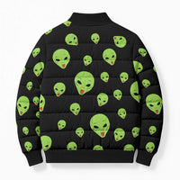 Alien Christmas Bomber Puffer Jacket Xmas Holiday Patterns - Wonder Print Shop