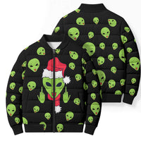 Alien Christmas Bomber Puffer Jacket Xmas Holiday Patterns - Wonder Print Shop