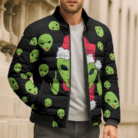 Alien Christmas Bomber Puffer Jacket Xmas Holiday Patterns - Wonder Print Shop
