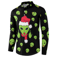 Alien Christmas Button Sweatshirt Xmas Holiday Patterns - Wonder Print Shop