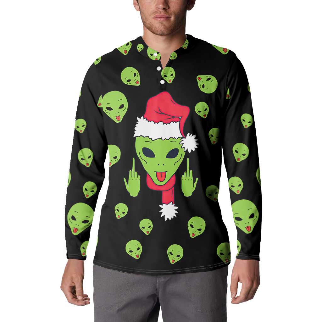 Alien Christmas Button Sweatshirt Xmas Holiday Patterns - Wonder Print Shop