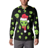 Alien Christmas Button Sweatshirt Xmas Holiday Patterns - Wonder Print Shop