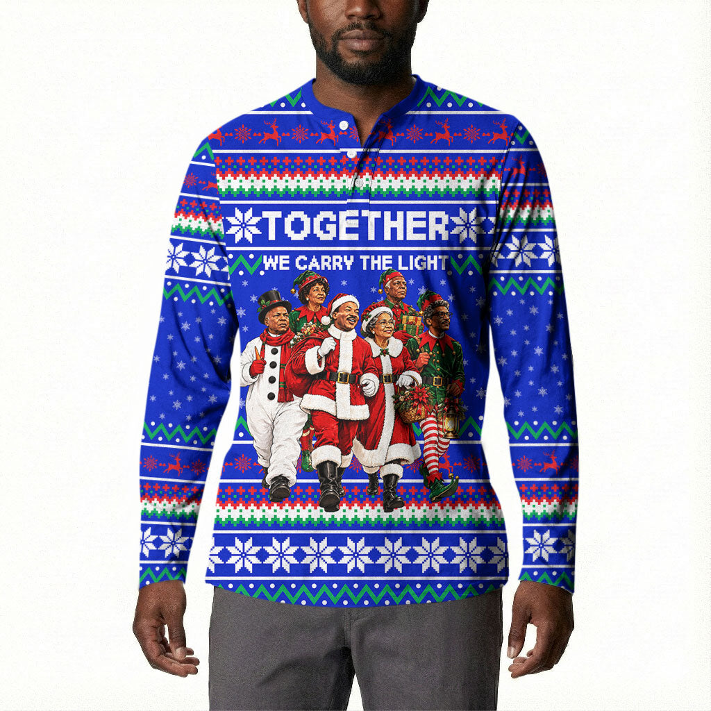 Civil Rights Leaders Christmas Button Sweatshirt Pattern Vintage Retro Black History Freedom Art