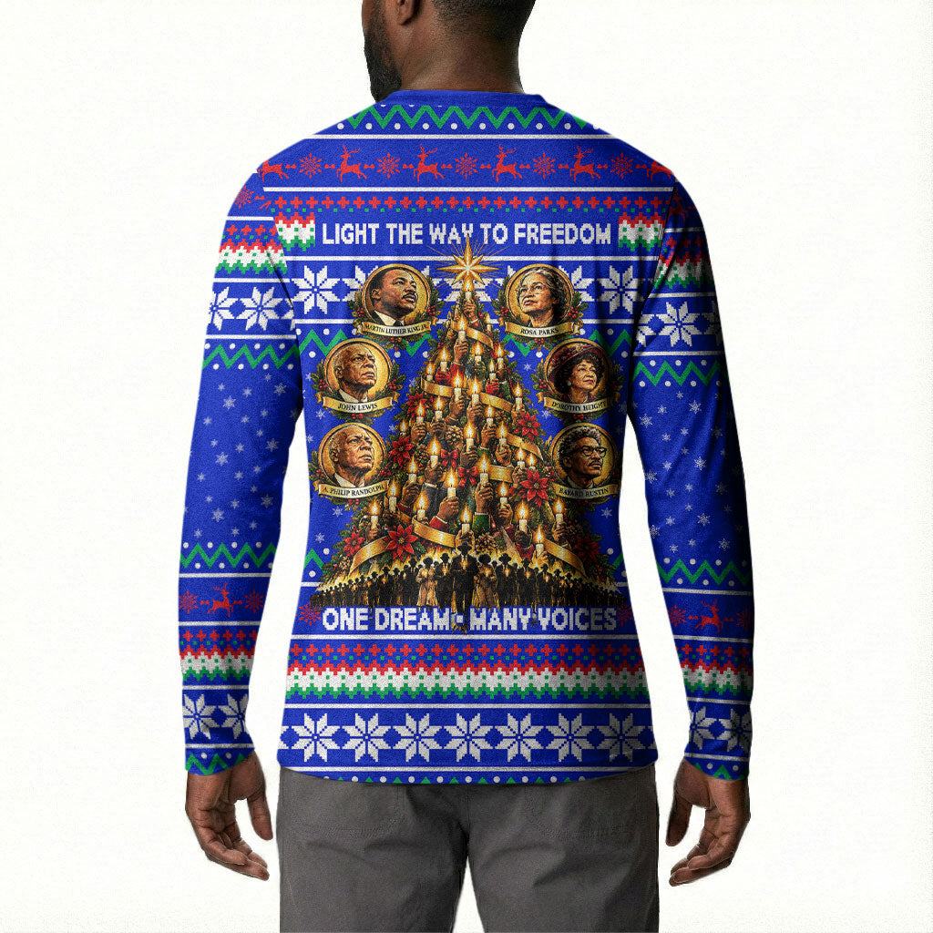 Civil Rights Leaders Christmas Button Sweatshirt Pattern Vintage Retro Black History Freedom Art