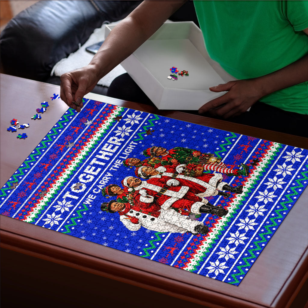 Civil Rights Leaders Christmas Puzzle Pattern Vintage Retro Black History Freedom Art