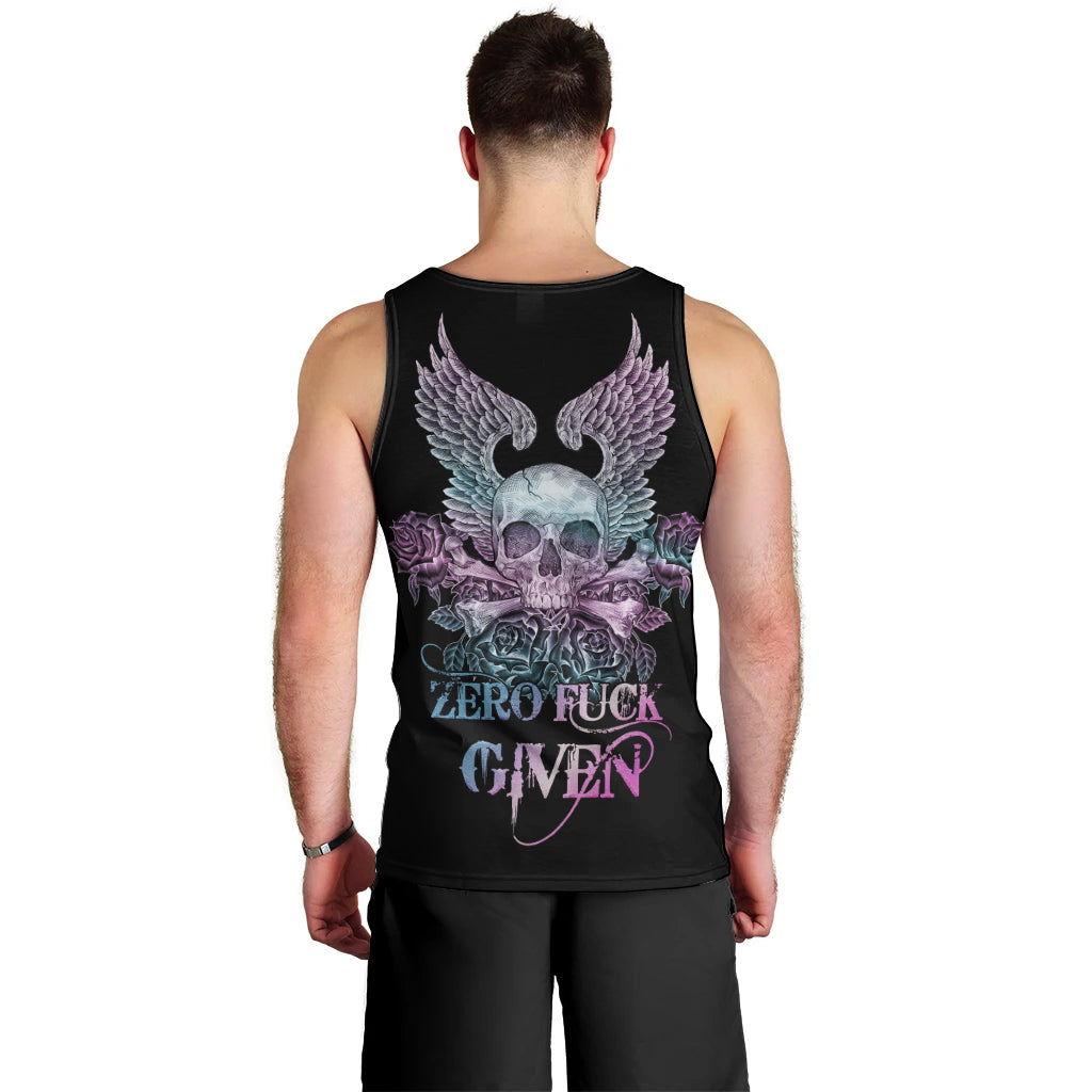 Skull Wings Roses - Zero Fuck Given Men Tank Top - Wonder Print Shop