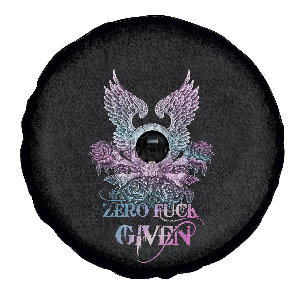 Skull Wings Roses - Zero Fuck Given Spare Tire Cover - Wonder Print Shop