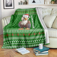 Tajikistan Christmas Blanket with Santa Hat Eagle Green Snowflake Pattern and Holiday Design - Wonder Print Shop
