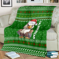 Tajikistan Christmas Blanket with Santa Hat Eagle Green Snowflake Pattern and Holiday Design - Wonder Print Shop