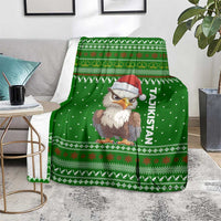 Tajikistan Christmas Blanket with Santa Hat Eagle Green Snowflake Pattern and Holiday Design - Wonder Print Shop