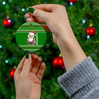 Tajikistan Christmas Ceramic Ornament with Santa Hat Eagle Green Snowflake Pattern and Holiday Design - Wonder Print Shop