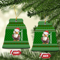 Tajikistan Christmas Ceramic Ornament with Santa Hat Eagle Green Snowflake Pattern and Holiday Design - Wonder Print Shop