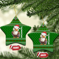 Tajikistan Christmas Ceramic Ornament with Santa Hat Eagle Green Snowflake Pattern and Holiday Design - Wonder Print Shop