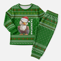 Tajikistan Christmas Pajama Set with Santa Hat Eagle Green Snowflake Pattern and Holiday Design - Wonder Print Shop
