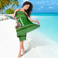 Tajikistan Christmas Sarong with Santa Hat Eagle Green Snowflake Pattern and Holiday Design - Wonder Print Shop
