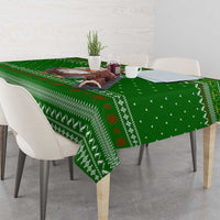 Tajikistan Christmas Tablecloth with Santa Hat Eagle Green Snowflake Pattern and Holiday Design - Wonder Print Shop