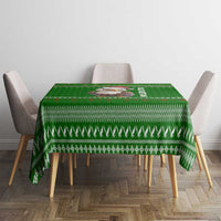 Tajikistan Christmas Tablecloth with Santa Hat Eagle Green Snowflake Pattern and Holiday Design - Wonder Print Shop
