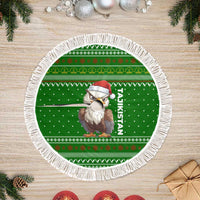 Tajikistan Christmas Tree Skirt with Santa Hat Eagle Green Snowflake Pattern and Holiday Design - Wonder Print Shop