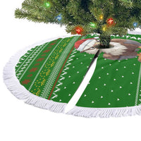 Tajikistan Christmas Tree Skirt with Santa Hat Eagle Green Snowflake Pattern and Holiday Design - Wonder Print Shop