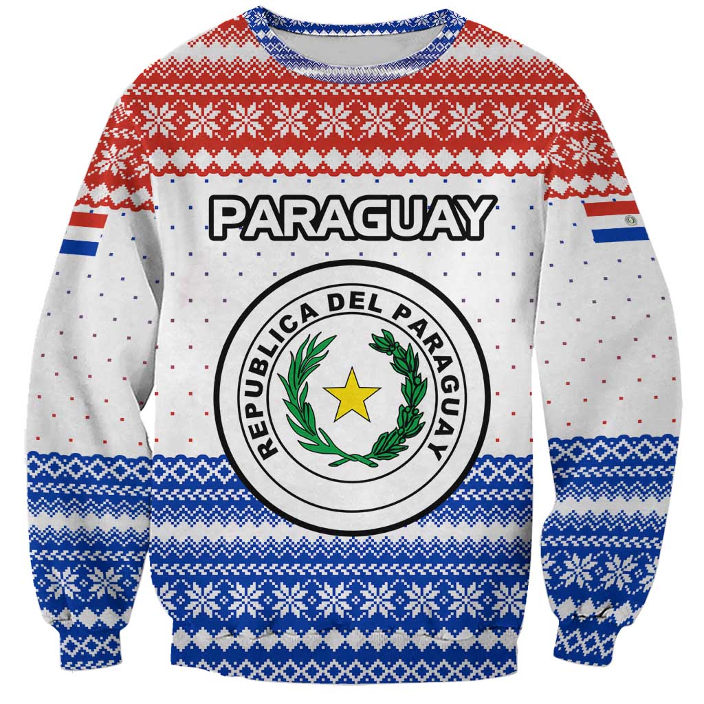 Paraguay Christmas Sweatshirt with Red-White-Blue Design, National Seal, and Santa Motif - Wonder Print Shop