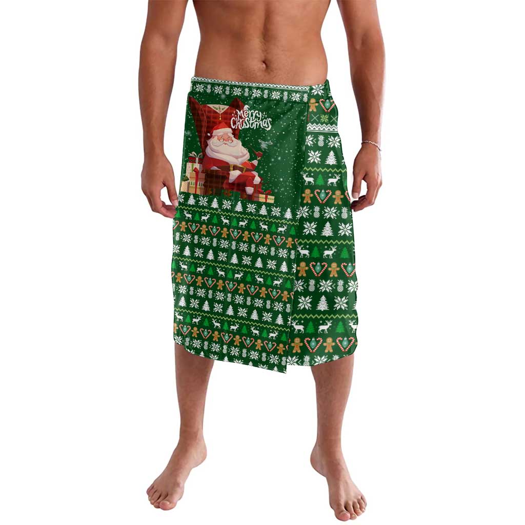 Paraguay Christmas Lavalava with Green Festive Pattern, Map and Flag Motif, and Santa Illustration - Wonder Print Shop
