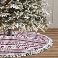 Qatar Christmas Tree Skirt with Maroon-White Pattern, National Emblem, and Camel Motif - Wonder Print Shop